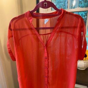 Orange, sheer blouse